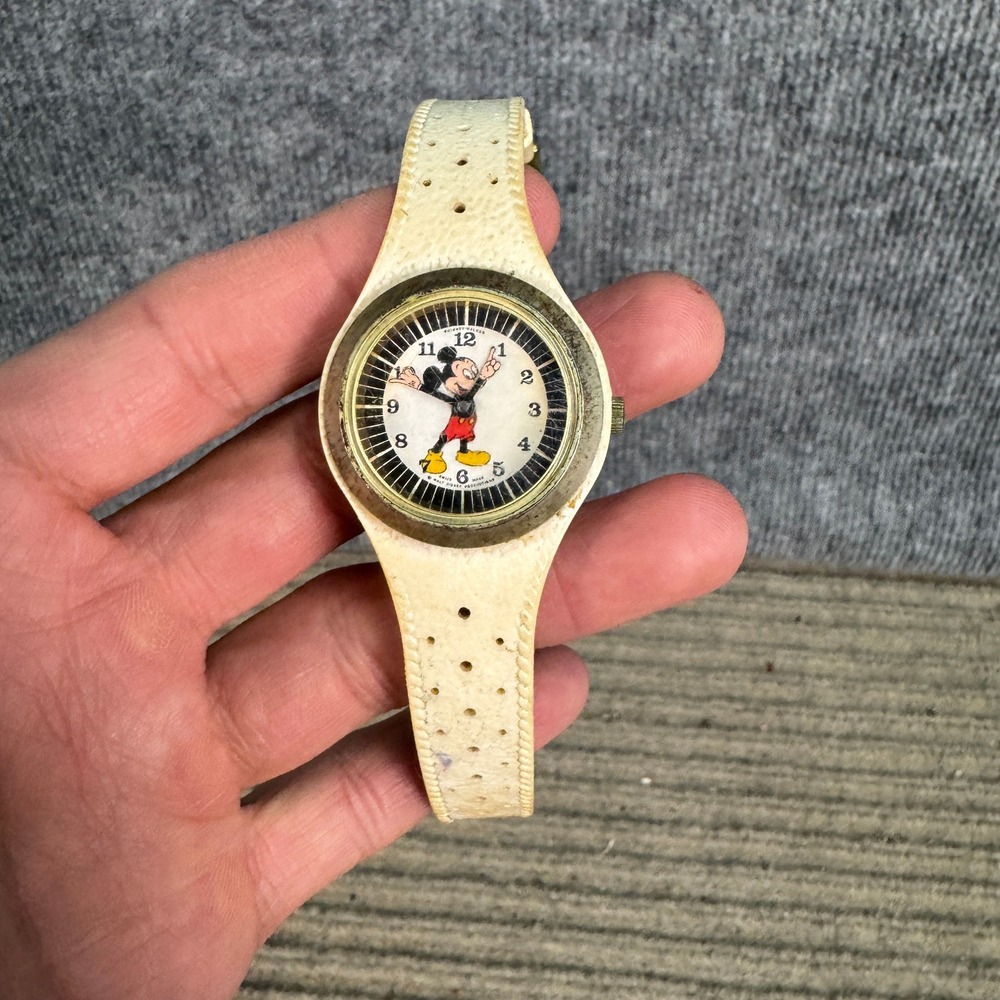 Vintage Phinney-Walker Mickey Mouse Watch Swiss Made Manual Wind Disney READ